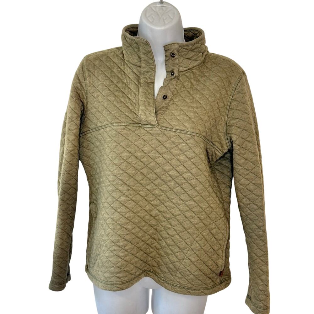 Avalanche Olive Green Quilted Long Sleeve Pullover Henley Sweatshirt Jacket sz M - Picture 2 of 9